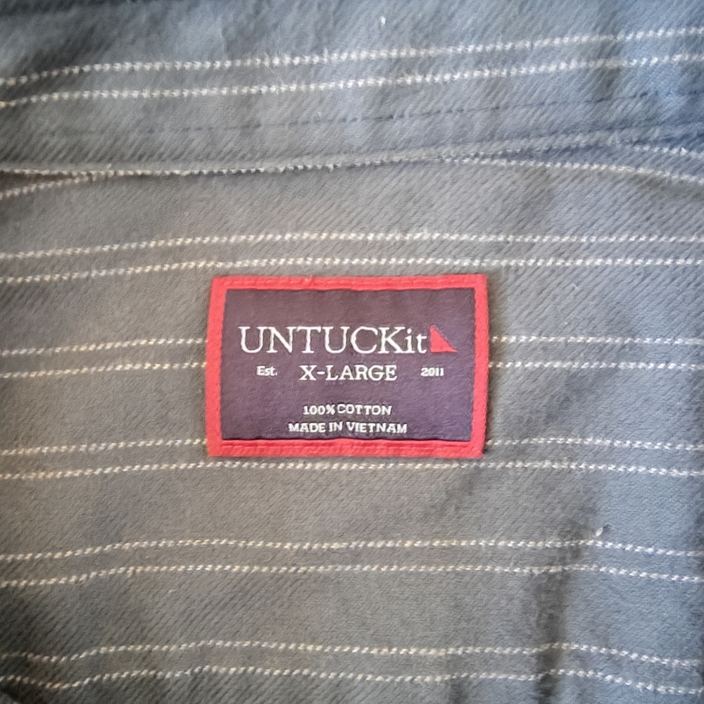 UNTUCKit mens XL blue stripe Palmer flannel button up casual regular fit shirt - Picture 3 of 3